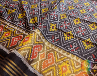 Black Pure Mulberry Silk Rajkot Patola Saree – Handloom Saree Online India | Elegantt Drapes