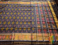 Black Pure Mulberry Silk Rajkot Patola Saree – Handloom Saree Online India | Elegantt Drapes