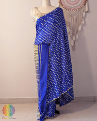 Blue Pure Gajji Silk Bandhani Saree – Bandhani Saree Online India | Elegantt Drapes