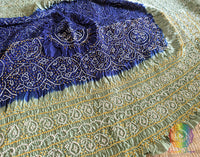Blue Sea Green Gaji Silk Bandhani Dupatta – Bandhani Saree Online India | Elegantt Drapes