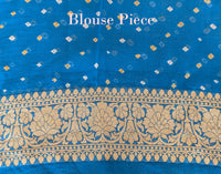 Blue Green Banarasi Bandhani Khaddi Georgette Saree – Bandhani Saree Online India | Elegantt Drapes