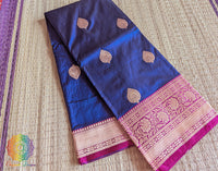 Blue Pure Banarasi Handloom Katan Silk Saree – Handloom Saree Online India | Elegantt Drapes