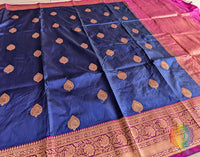 Blue Pure Banarasi Handloom Katan Silk Saree – Handloom Saree Online India | Elegantt Drapes