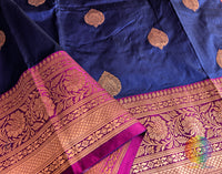 Blue Pure Banarasi Handloom Katan Silk Saree – Handloom Saree Online India | Elegantt Drapes