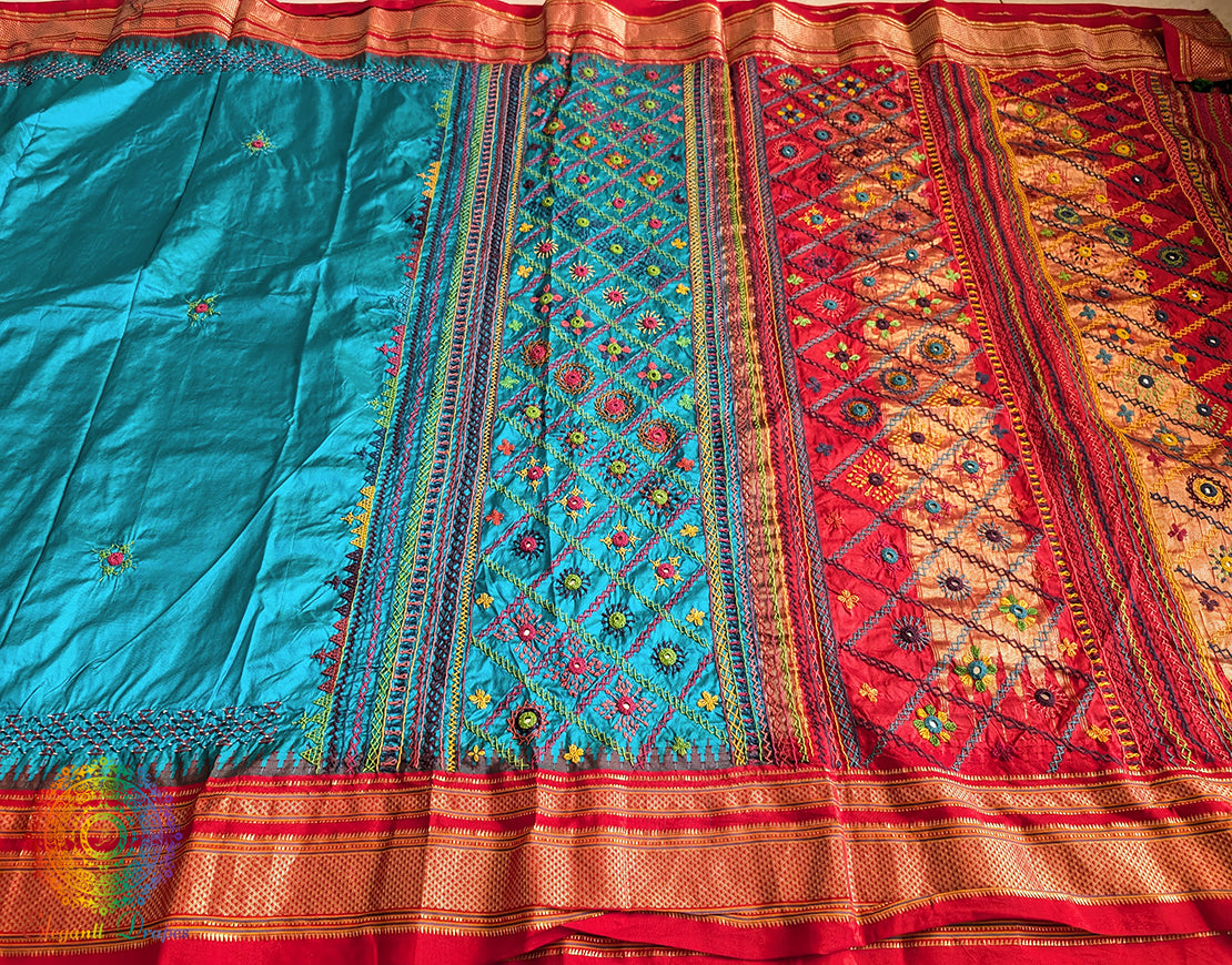 Blue Lambani Handwork Pure Ilkal Silk Saree – Ilkal Handloom Saree Online India | Elegantt Drapes