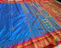 Blue Red Lambani Handwork Pure Ilkal Silk Saree – Ilkal Handloom Saree Online India | Elegantt Drapes