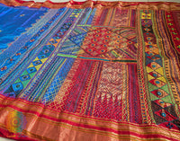 Blue Red Lambani Handwork Pure Ilkal Silk Saree – Ilkal Handloom Saree Online India | Elegantt Drapes