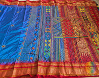 Blue Red Lambani Handwork Pure Ilkal Silk Saree – Ilkal Handloom Saree Online India | Elegantt Drapes