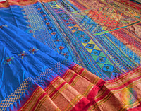 Blue Red Lambani Handwork Pure Ilkal Silk Saree – Ilkal Handloom Saree Online India | Elegantt Drapes