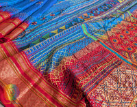 Blue Red Lambani Handwork Pure Ilkal Silk Saree – Ilkal Handloom Saree Online India | Elegantt Drapes