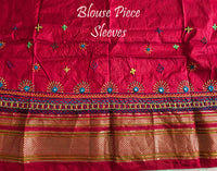 Blue Red Lambani Handwork Pure Ilkal Silk Saree – Ilkal Handloom Saree Online India | Elegantt Drapes