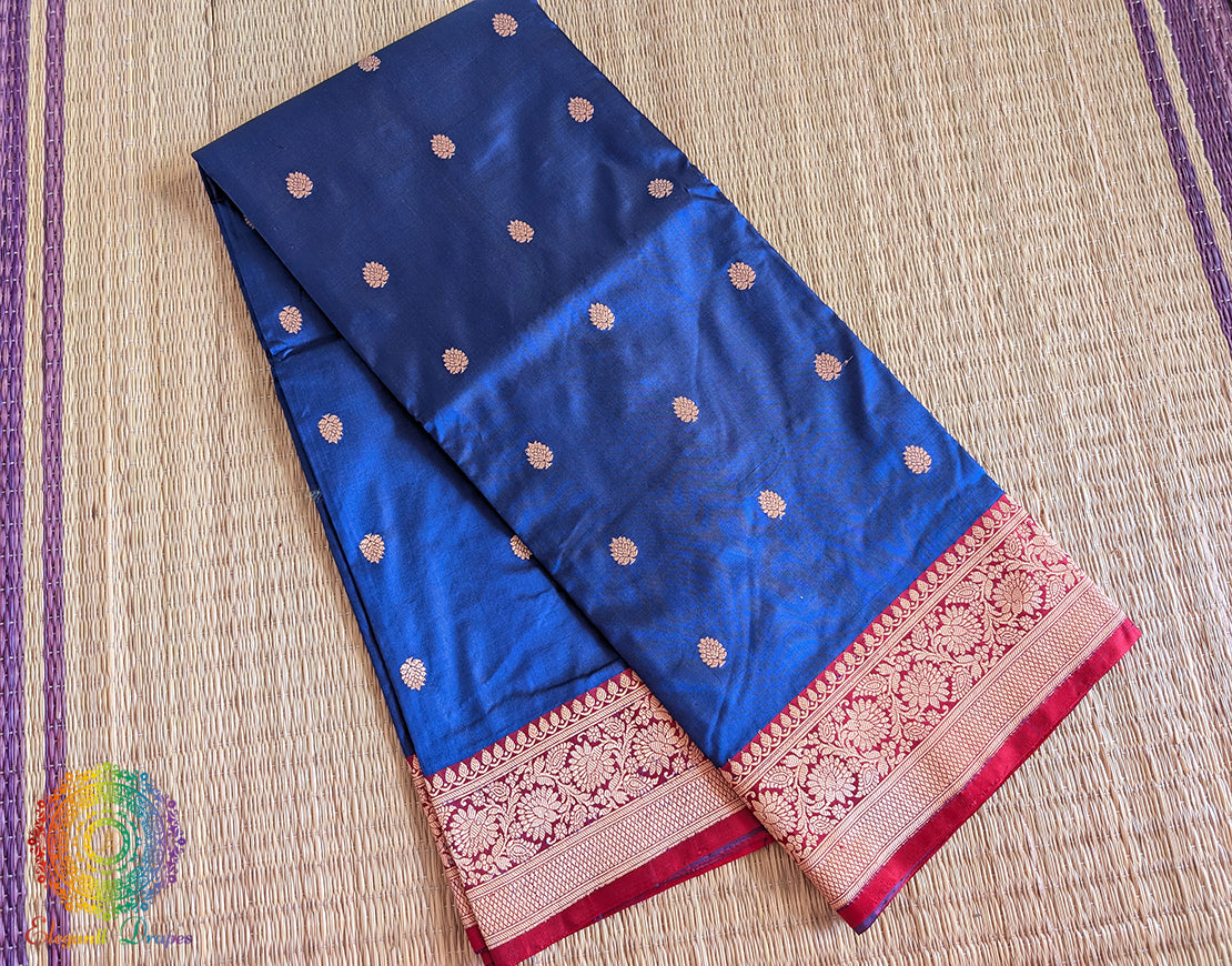 Royal Blue Pure Banarasi Handloom Katan Silk Saree – Handloom Saree Online India | Elegantt Drapes