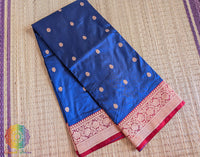 Royal Blue Pure Banarasi Handloom Katan Silk Saree – Handloom Saree Online India | Elegantt Drapes
