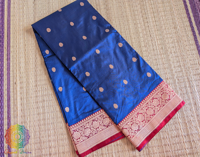 Royal Blue Pure Banarasi Handloom Katan Silk Saree – Handloom Saree Online India | Elegantt Drapes