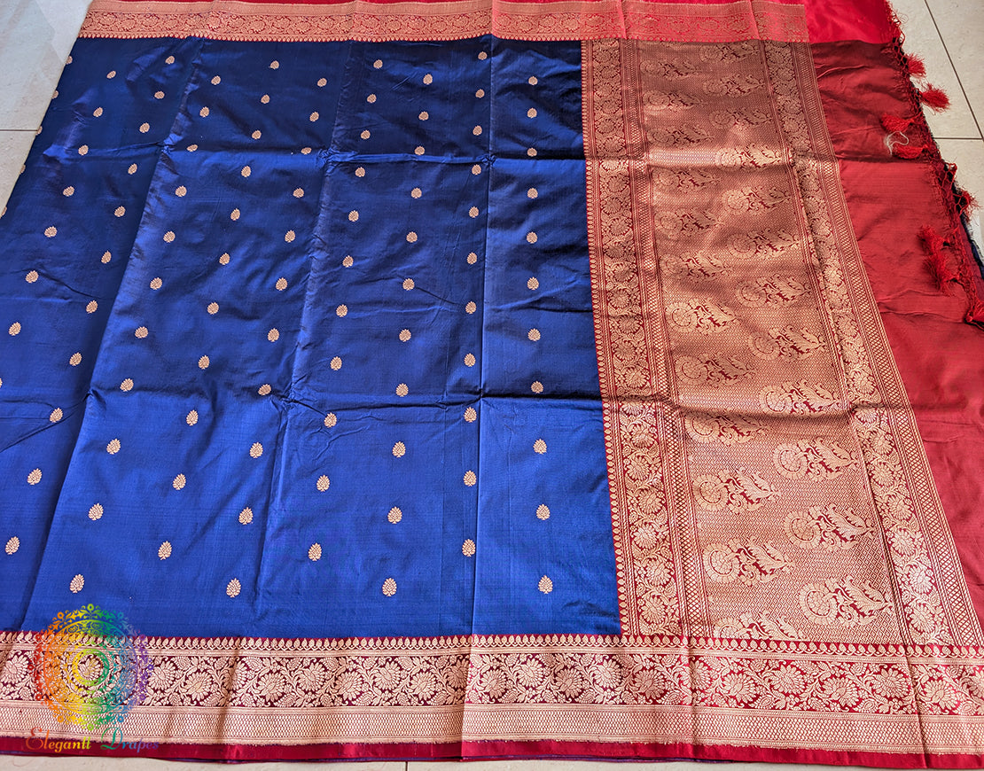 Royal Blue Pure Banarasi Handloom Katan Silk Saree – Handloom Saree Online India | Elegantt Drapes