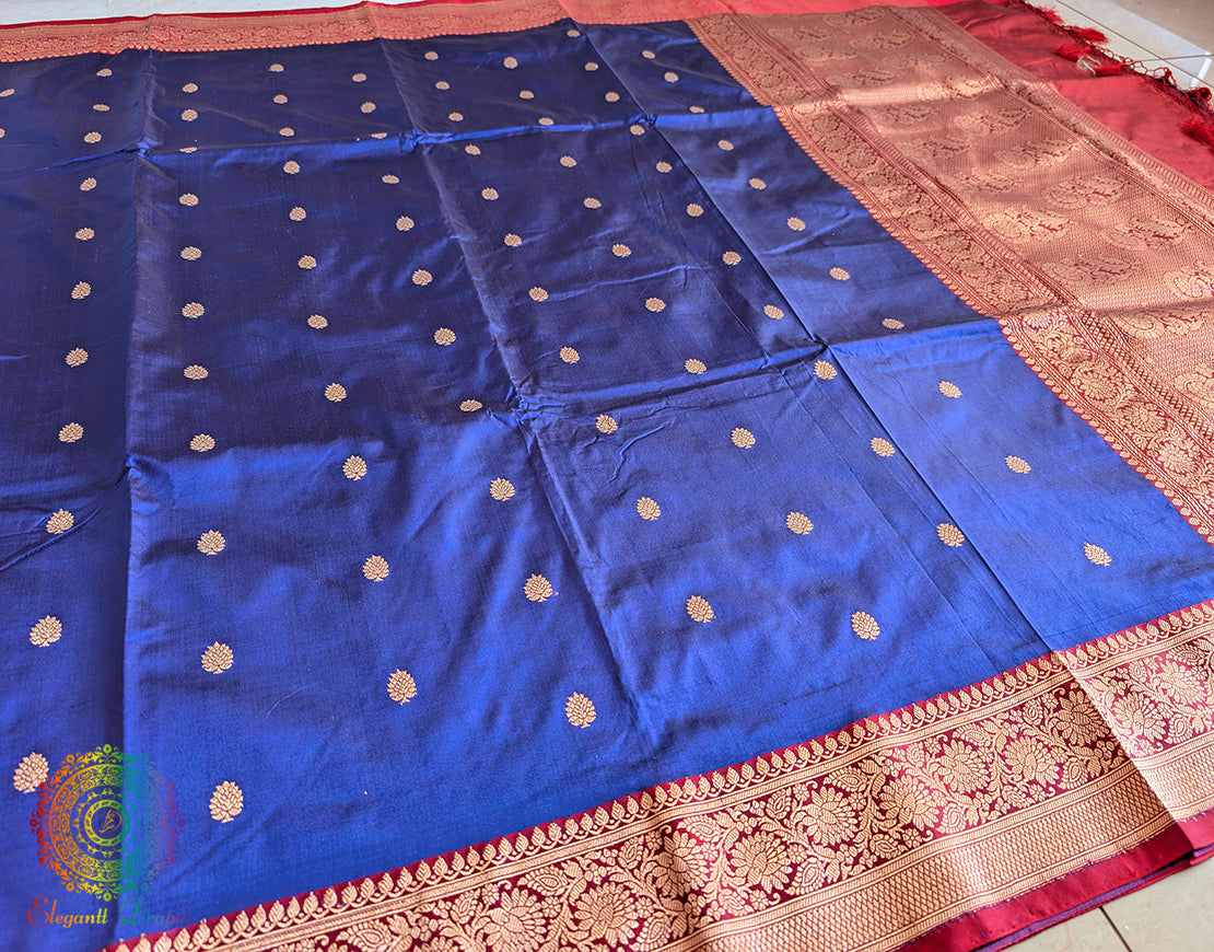Royal Blue Pure Banarasi Handloom Katan Silk Saree – Handloom Saree Online India | Elegantt Drapes