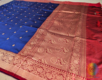 Royal Blue Pure Banarasi Handloom Katan Silk Saree – Handloom Saree Online India | Elegantt Drapes