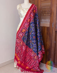 Blue Pure Mulberry Silk Patola Dupatta 2 – Handloom Saree Online India | Elegantt Drapes