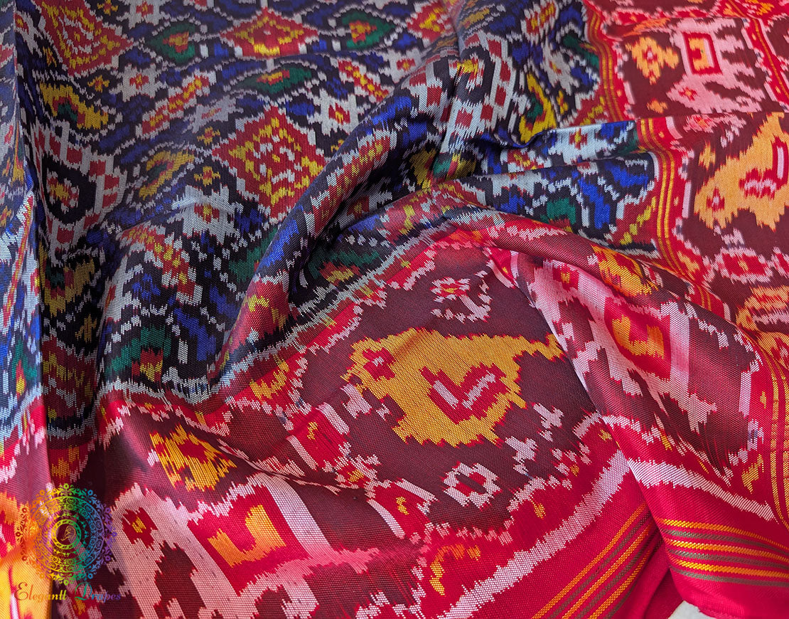 Blue Pure Mulberry Silk Patola Dupatta 2 – Handloom Saree Online India | Elegantt Drapes