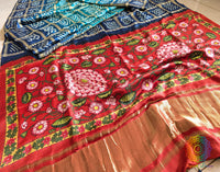 Blue Shaded Gharchola Gaji Silk Bandhani Saree – Bandhani Saree Online India | Elegantt Drapes