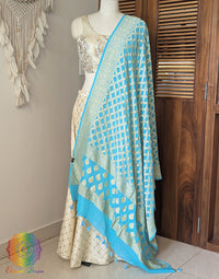 Blue Banarasi Bandhani Georgette Dupatta – Bandhani Saree Online India | Elegantt Drapes