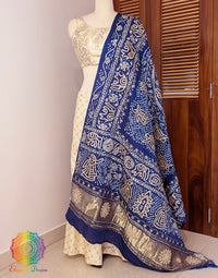 Blue Gaji Silk Bandhani Gota Patti Handwork Dupatta