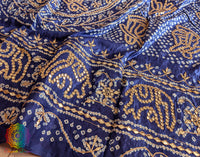 Blue Gaji Silk Bandhani Gota Patti Handwork Dupatta