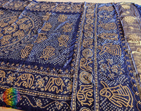 Blue Gaji Silk Bandhani Gota Patti Handwork Dupatta