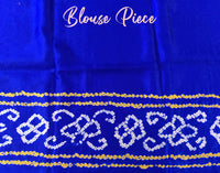 Blue Gharchola Bandhani saree drape Blouse
