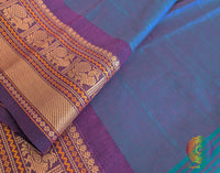 Blue Pure Kanchi Cotton Saree – Handloom Saree Online India | Elegantt Drapes