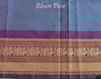 Blue Pure Kanchi Cotton Saree – Handloom Saree Online India | Elegantt Drapes