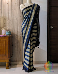 Indigo Blue Modal Silk Ajrakh Saree – Ajrakh Saree Online India | Elegantt Drapes