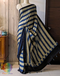 Indigo Blue Modal Silk Ajrakh Saree – Ajrakh Saree Online India | Elegantt Drapes