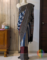 Blue Modal Silk Ajrakh Saree 2 – Ajrakh Saree Online India | Elegantt Drapes