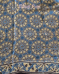 Ink Blue Modal Silk Ajrakh Saree – Ajrakh Saree Online India | Elegantt Drapes
