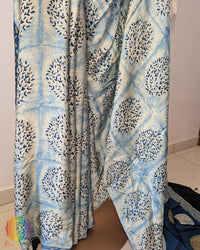 Blue Modal Silk Ajrakh Saree 3 – Ajrakh Saree Online India | Elegantt Drapes