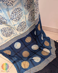 Blue Modal Silk Ajrakh Saree 3 – Ajrakh Saree Online India | Elegantt Drapes