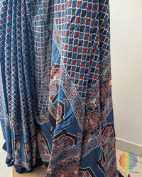 Blue Modal Silk Ajrakh Saree – Ajrakh Saree Online India | Elegantt Drapes