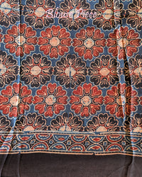 Blue Modal Silk Ajrakh Saree – Ajrakh Saree Online India | Elegantt Drapes