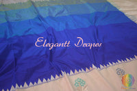 Blue Shaded Pure Banarasi Handloom Katan Silk Kadhiyal Saree | Elegantt Drapes