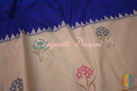 Blue Shaded Pure Banarasi Handloom Katan Silk Kadhiyal Saree | Elegantt Drapes