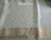Blue Banarasi Handloom Pure Linen Saree – Handloom Saree Online India | Elegantt Drapes