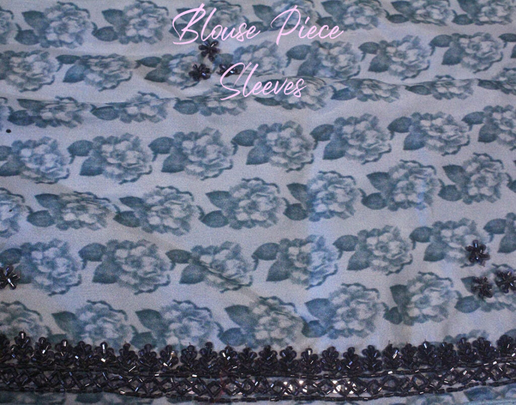 Blue Floral Printed Pure Organza Handwork Saree – Handloom Saree Online India | Elegantt Drapes