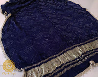 Blue Gaji Silk Bandhani Dupatta – Bandhani Saree Online India | Elegantt Drapes