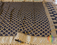 Blue Banarasi Georgete Bandhani Zardozi Border Dupatta