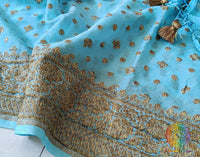 Sky Blue Banarasi Handloom Pure Khaddi Georgete Saree – Handloom Saree Online India | Elegantt Drapes