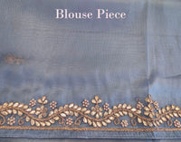 Blue Tissue Organza Gota Patti Handwork Saree – Handloom Saree Online India | Elegantt Drapes