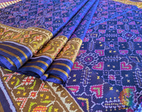 Blue Pure Mulberry Silk Rajkot Patola Saree – Handloom Saree Online India | Elegantt Drapes