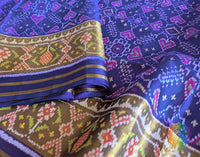 Blue Pure Mulberry Silk Rajkot Patola Saree – Handloom Saree Online India | Elegantt Drapes