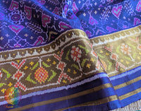 Blue Pure Mulberry Silk Rajkot Patola Saree – Handloom Saree Online India | Elegantt Drapes